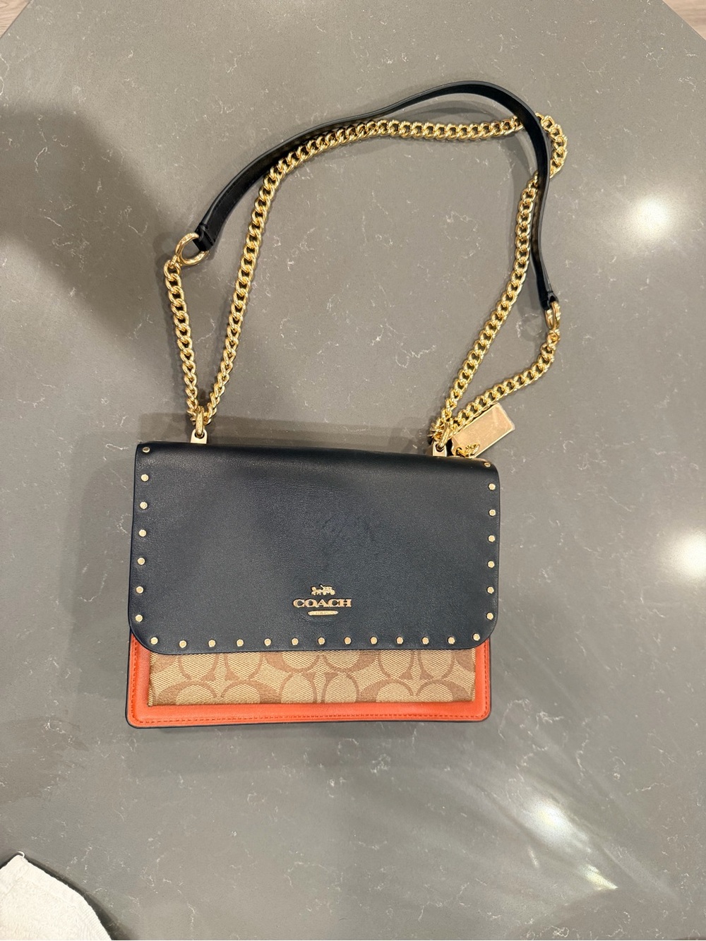 Coach Multi-Panel Crossbody with Gold Chain Trim - Picture 13 of 14